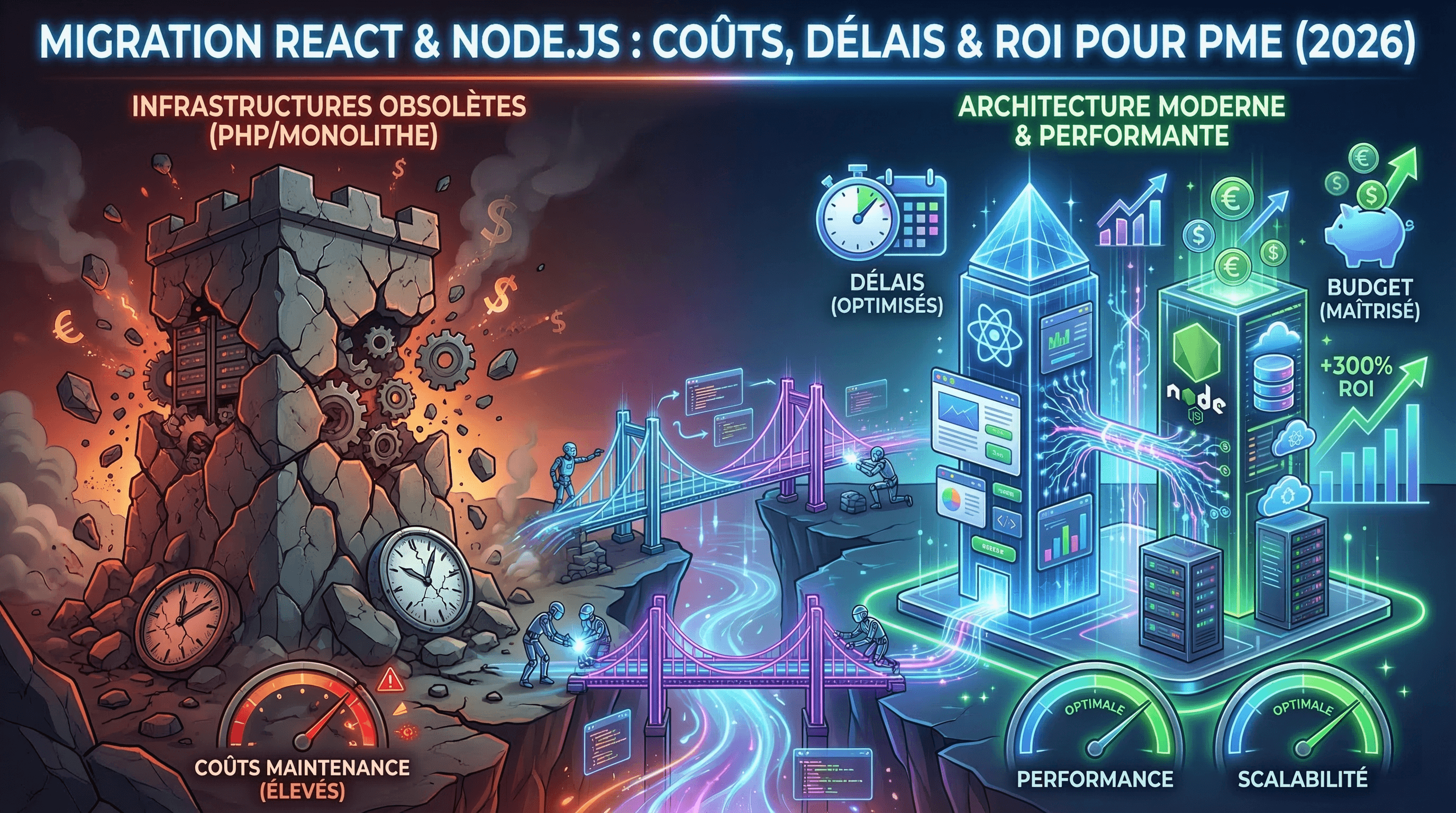 Migration vers React et Node.js : Coûts, délais et ROI pour les PME en 2026